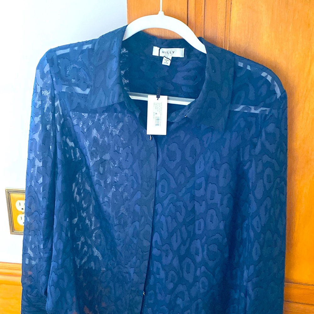 Milly Navy Blouse leopard